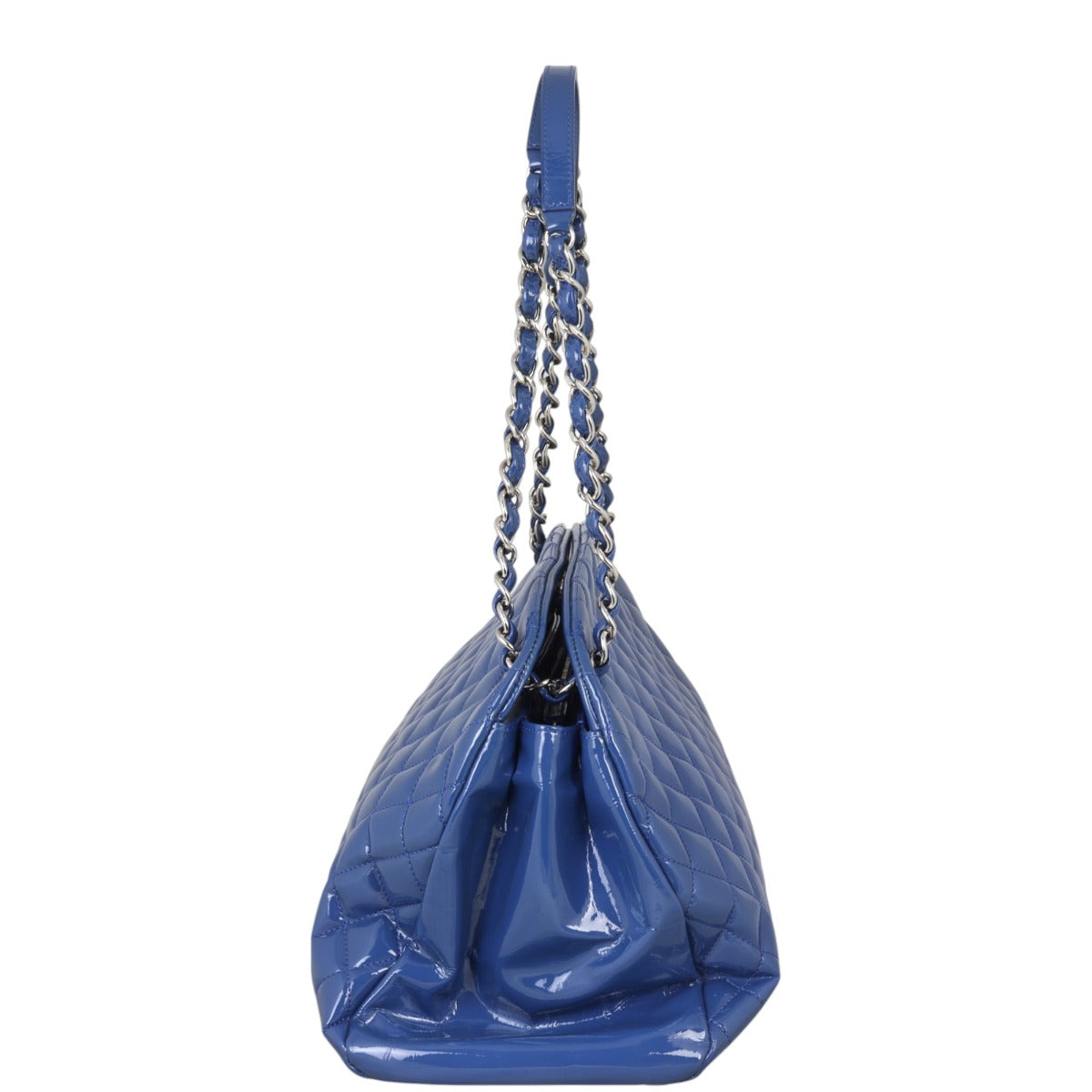 Chanel Mademoiselle Bowler Bag Patent Quilted Blue Shoulder Bag
