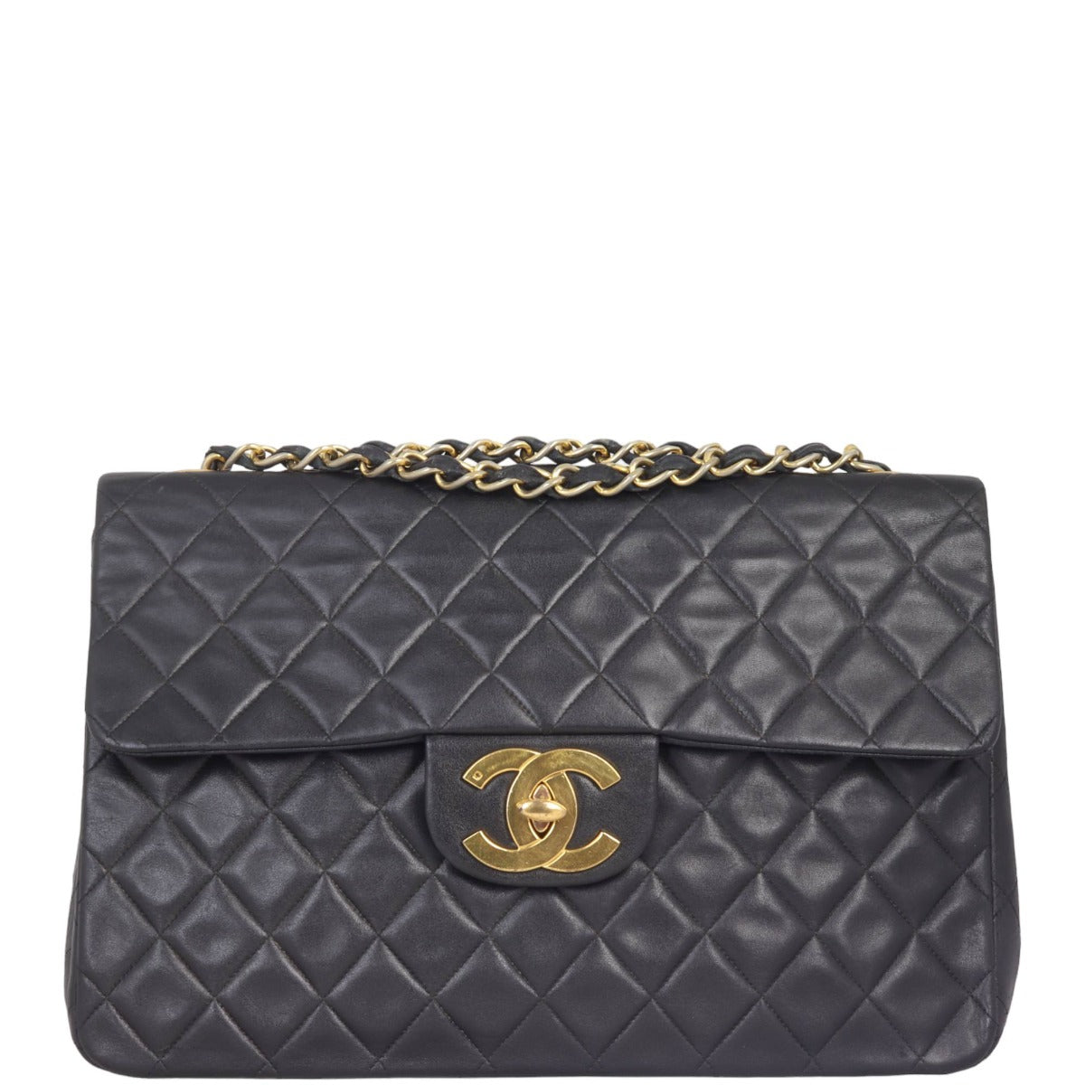 Chanel Maxi Jumbo XL Single Hardware Handbag Gold Flap