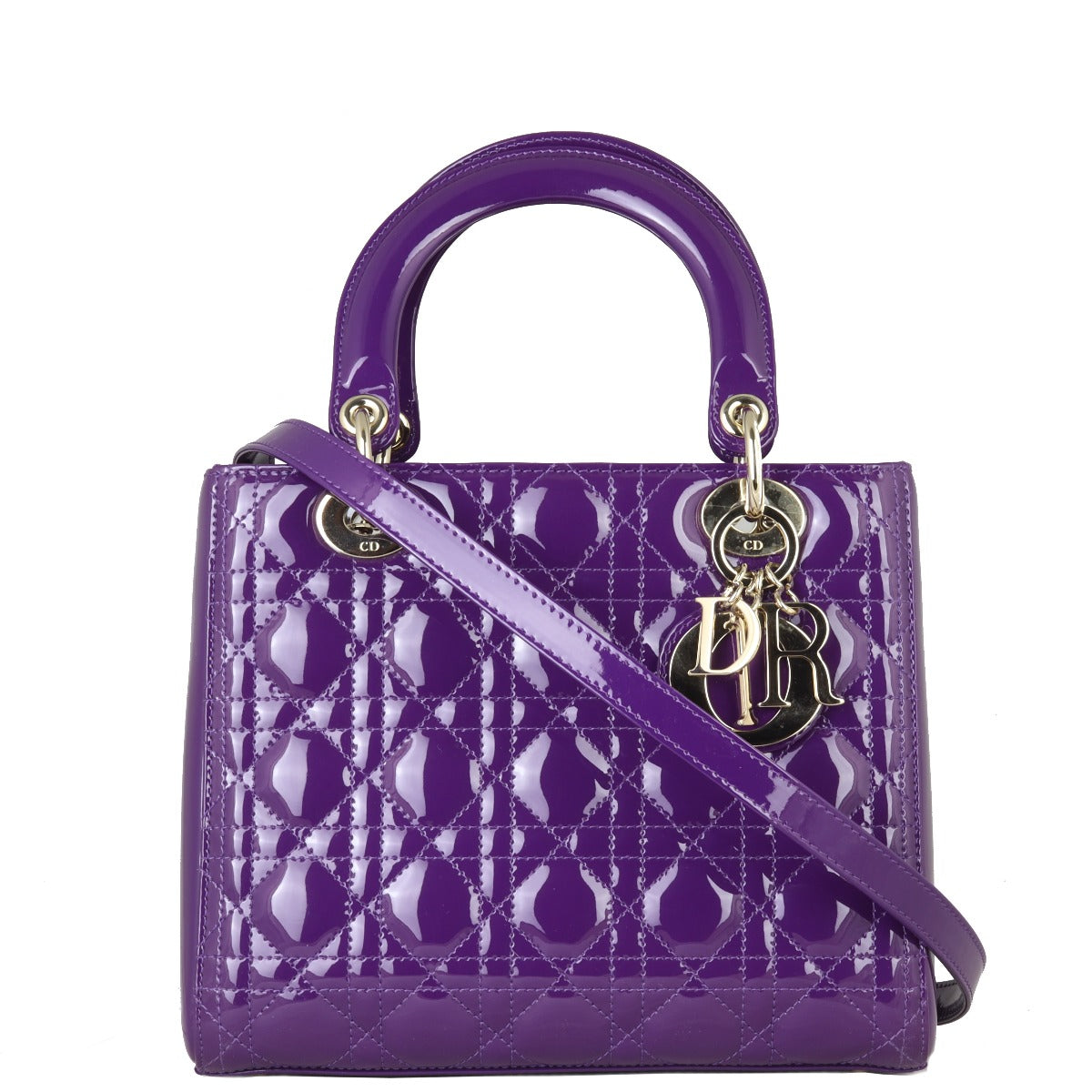 Dior Crossbody Bag Lady Patent Medium Shoulder Bag