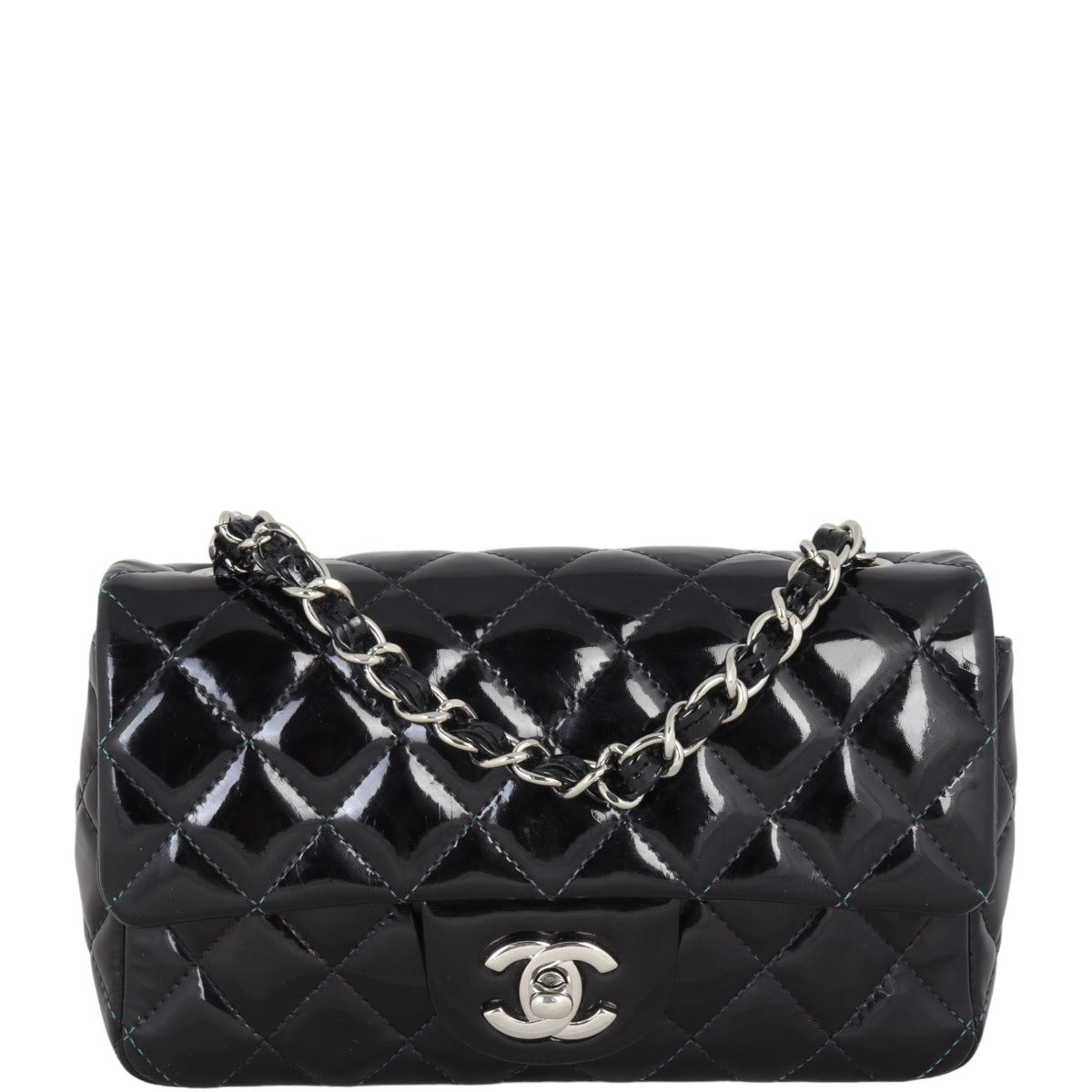Chanel Classic Flap Rectangular Bag Patent Black Mini Bag