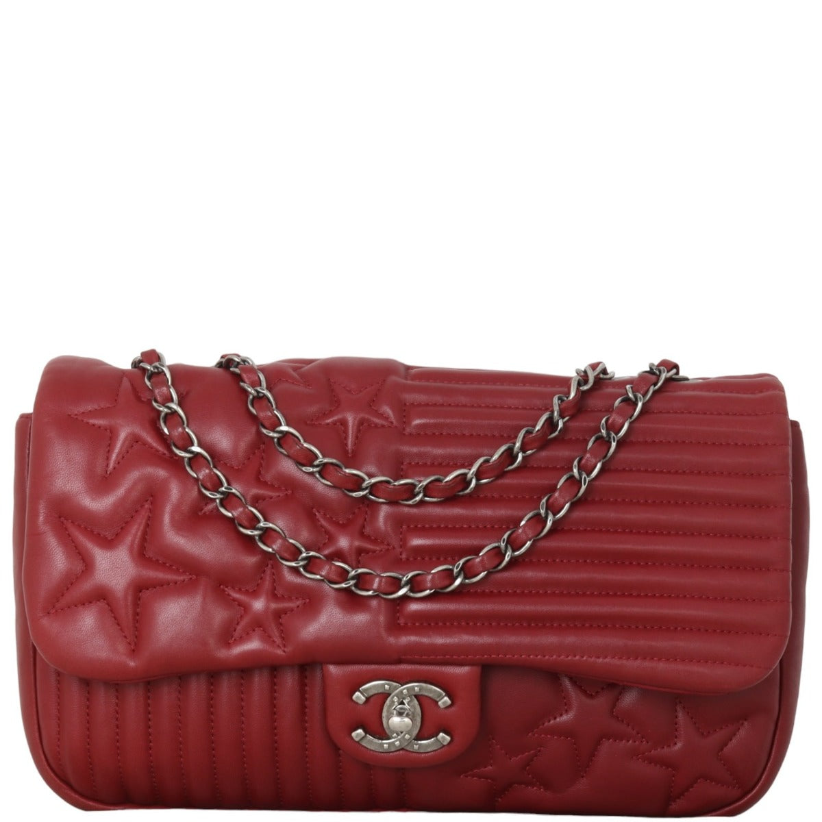 Chanel Paris Dallas Stars and Stripes Bag Jumbo Red Flap Handbag
