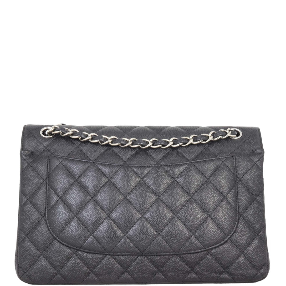 Chanel Classic Double Jumbo Hardware Handbag Black Silver