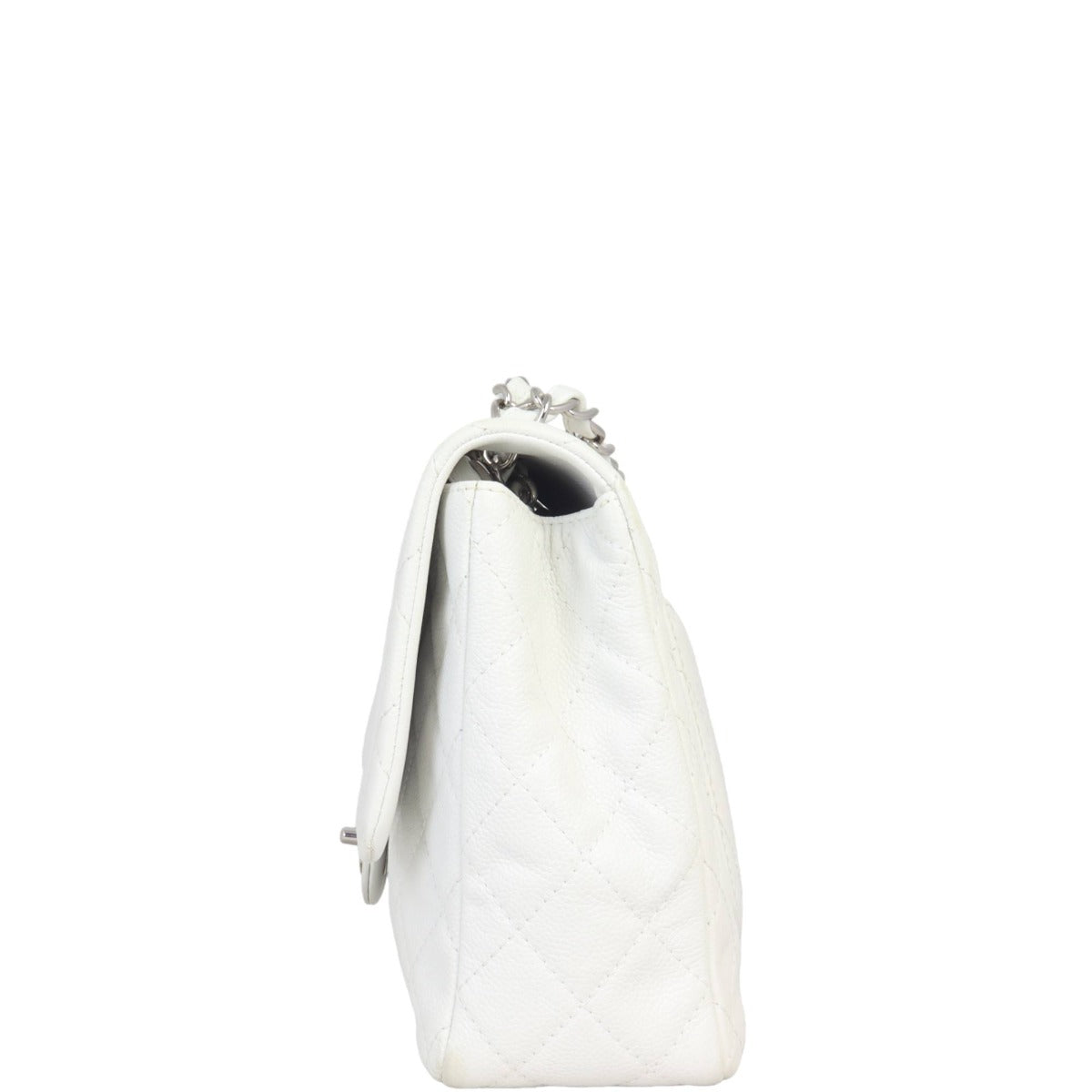 Chanel Classic Single Jumbo Handbag White Flap