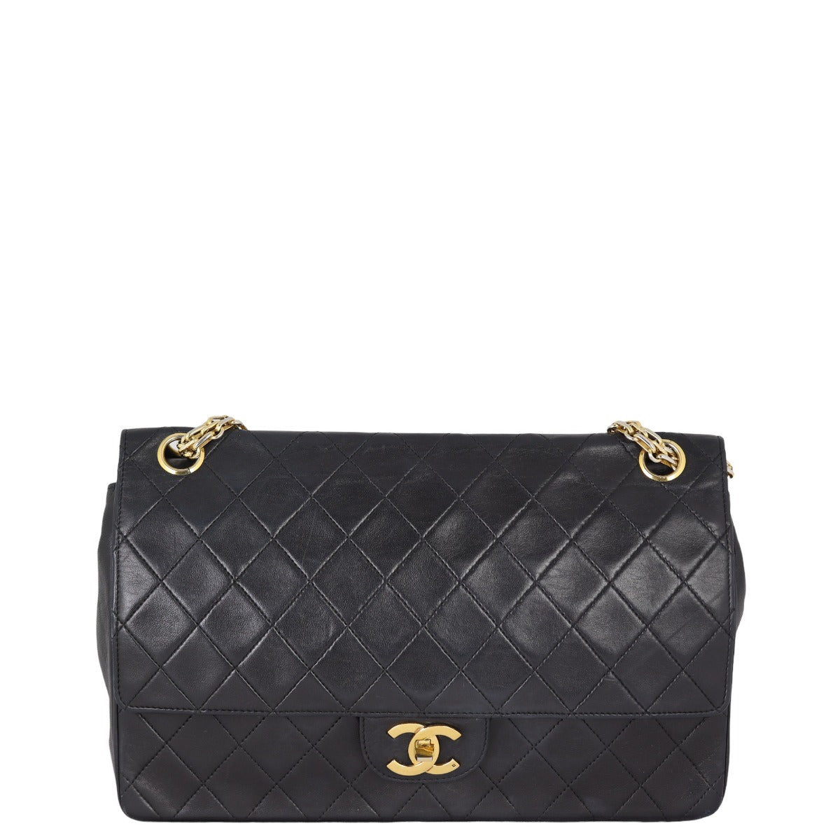 Chanel Classic Double Flap Hardware Handbag Black Gold