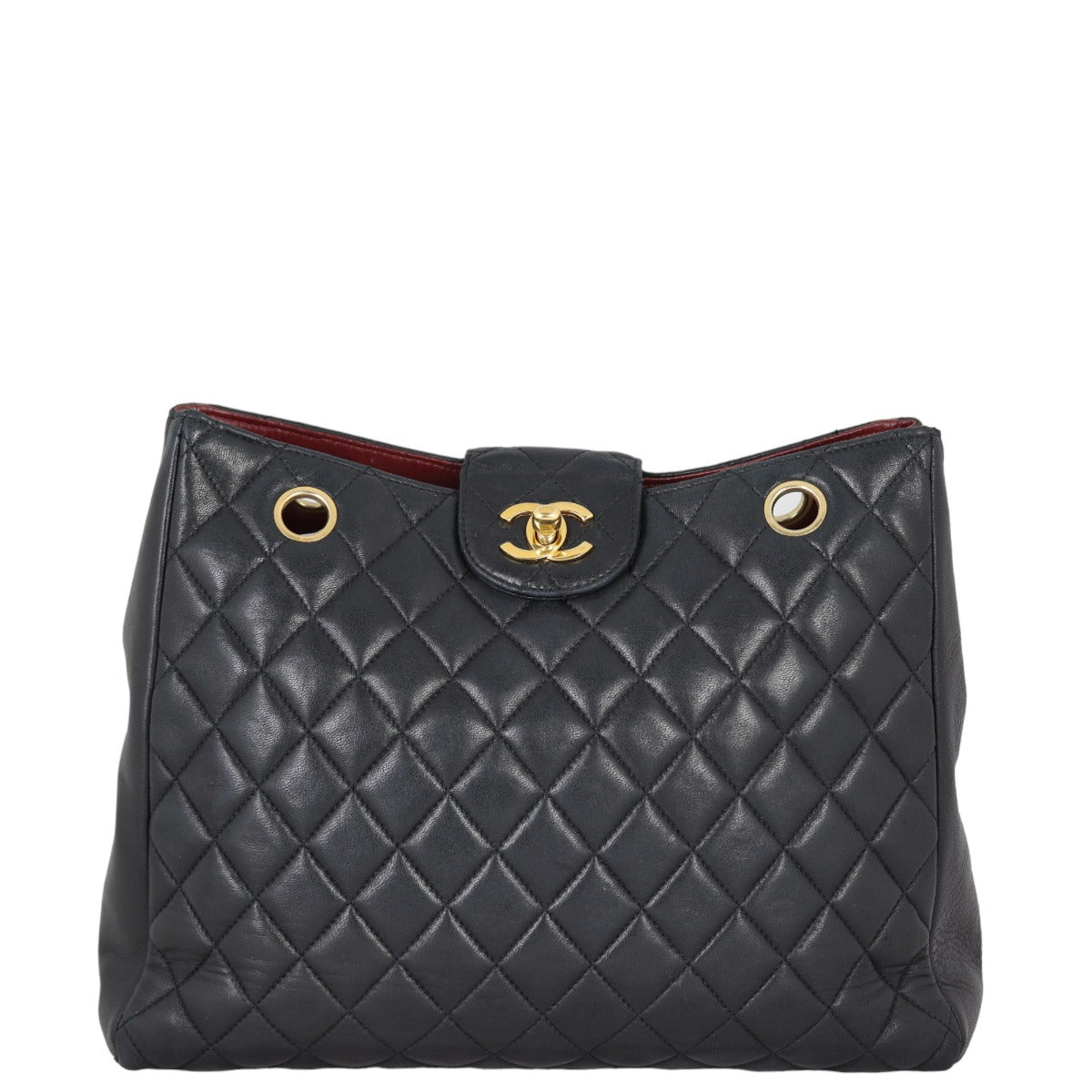 Chanel CC Tote Lambskin Quilted Black Tote Bag