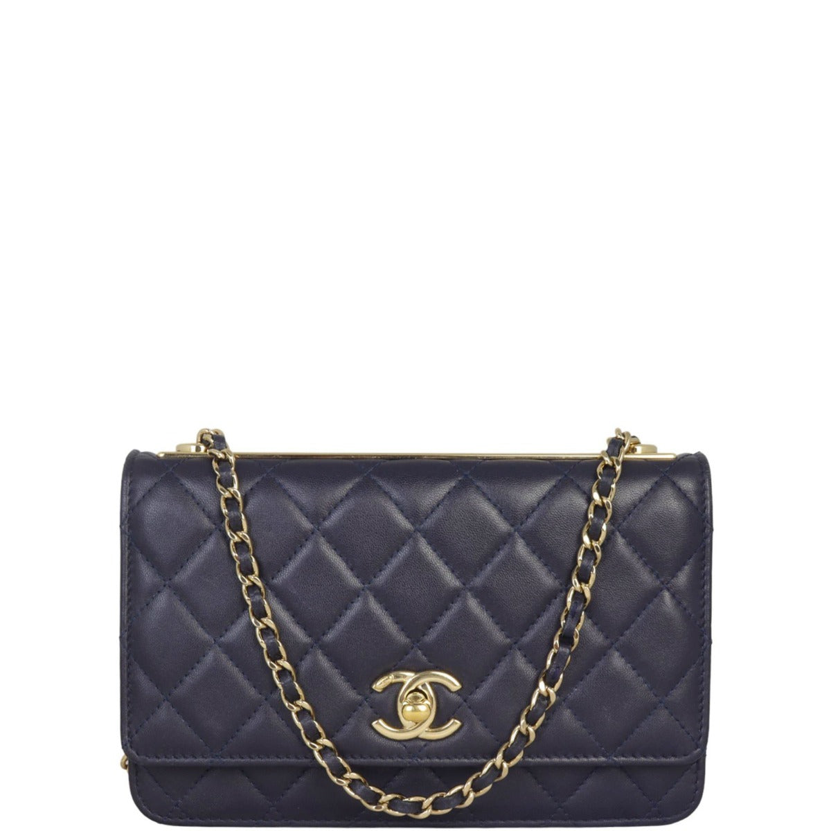Chanel CC Trendy Wallet on Deep Navy Handbag Blue Chain