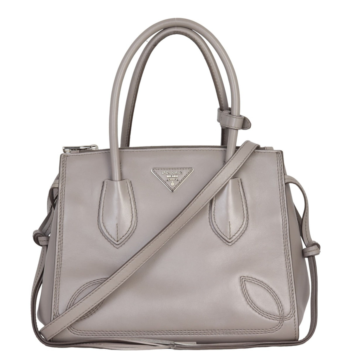 Prada Tote Bag Tassel Twin Pocket Calfskin Tote Gray Small