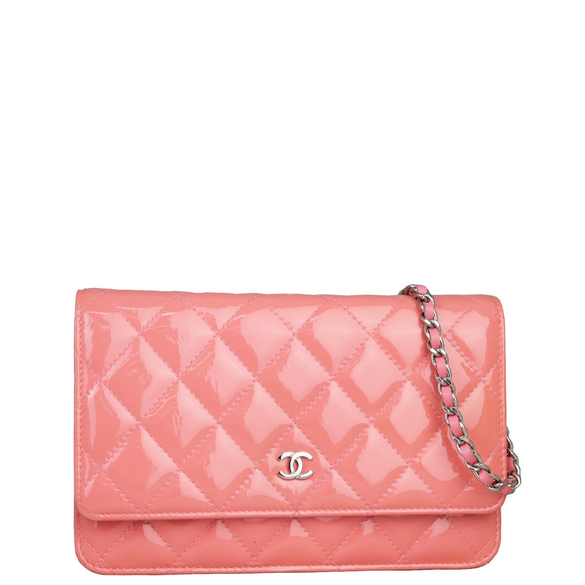 Chanel Classic Wallet on Patent Coral Handbag Pink Chain