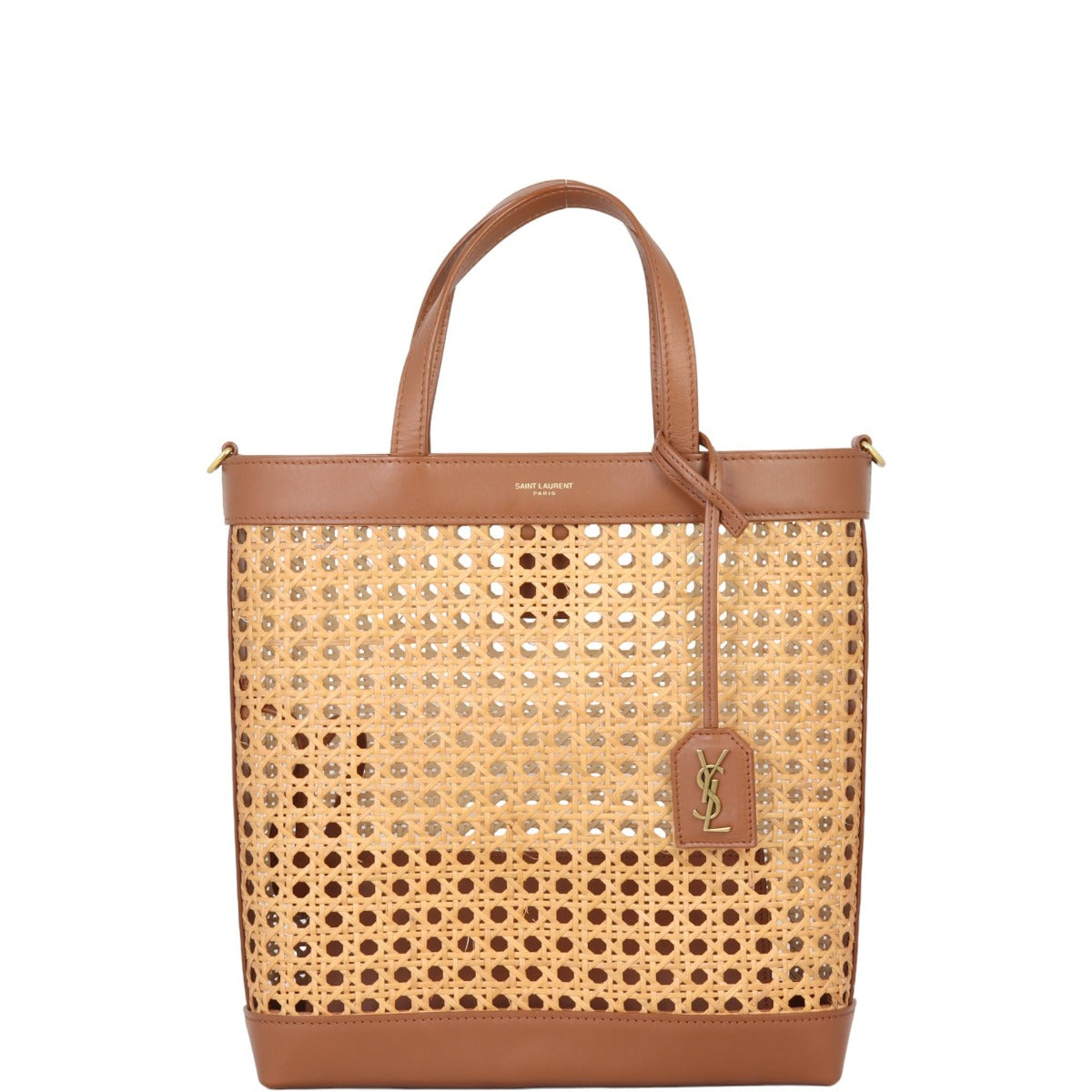 YSL Saint Laurent Shopping Toy Tote Raffia Tote Bag