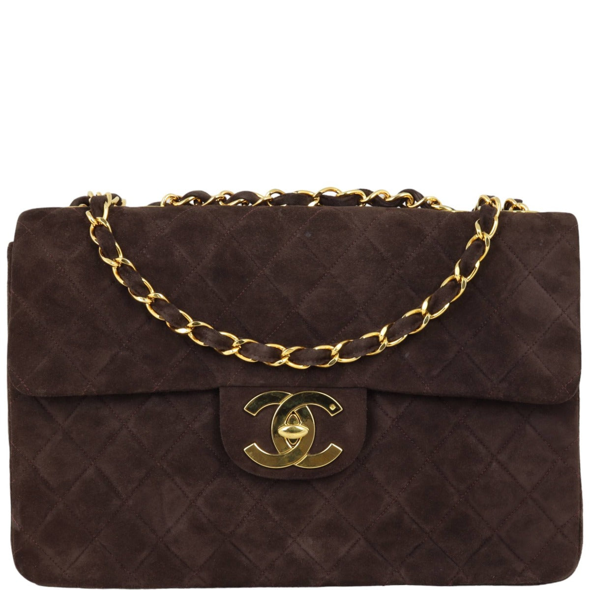 Chanel Maxi Jumbo XL Single Handbag Suede Flap