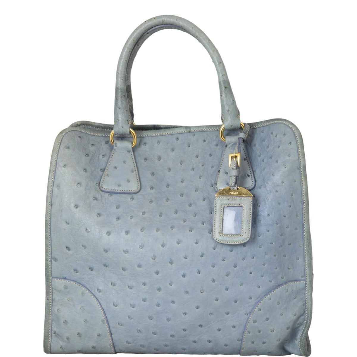 Prada Double Bag Ostrich Travel Bag
