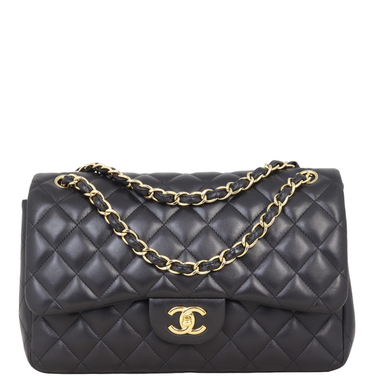 Chanel Classic Double Jumbo Diamond Handbag Black Flap