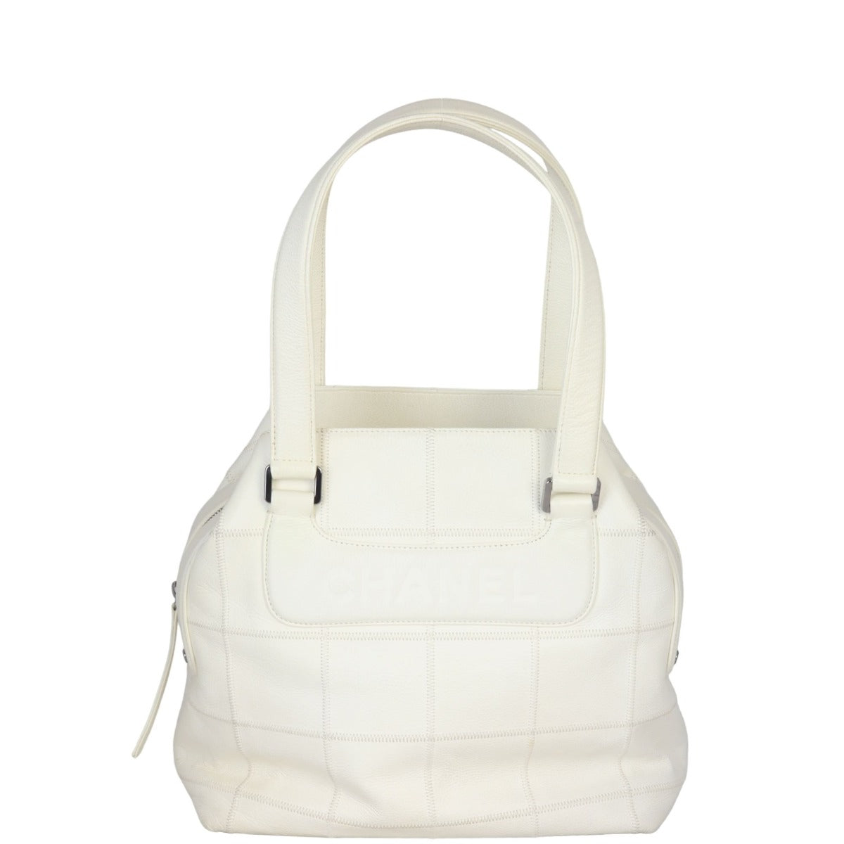 Chanel Square Stitch Tote Off White Logo Tote Bag