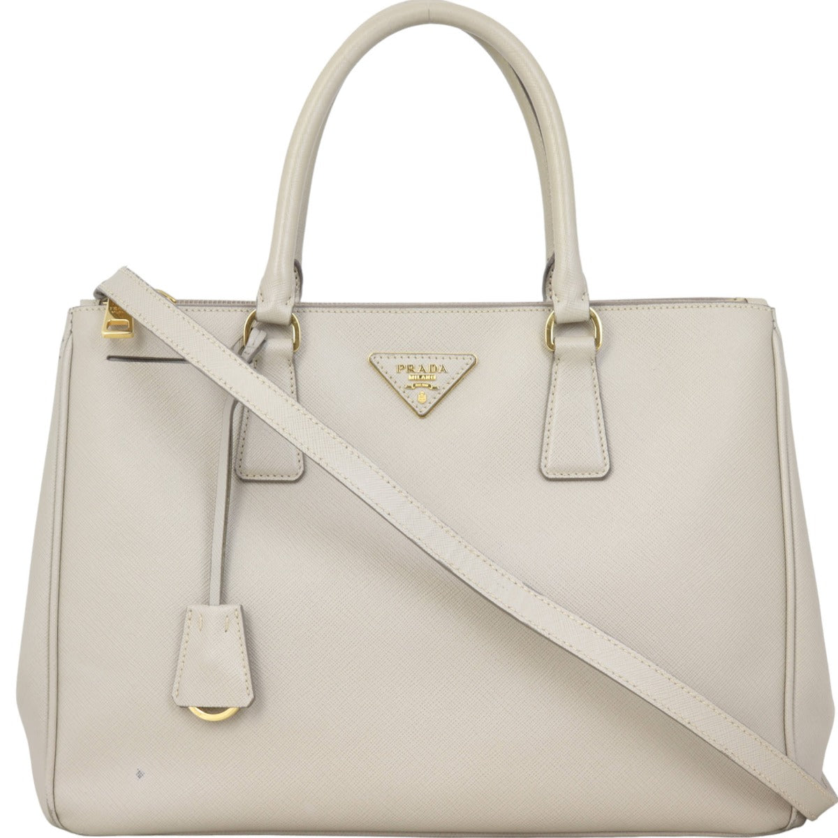Prada Tote Bag Lux Galleria Double Tote 23 Saffiano Gray Medium