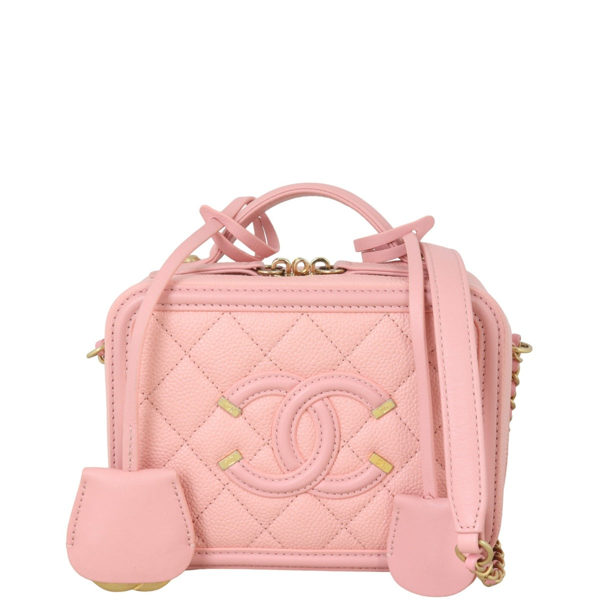 Chanel CC Filigree Vanity Case Handbag Pink Small