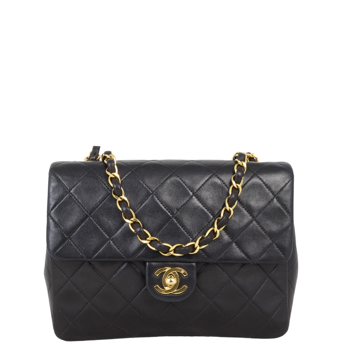 Chanel CC Single Bag Lambskin Black Flap Handbag