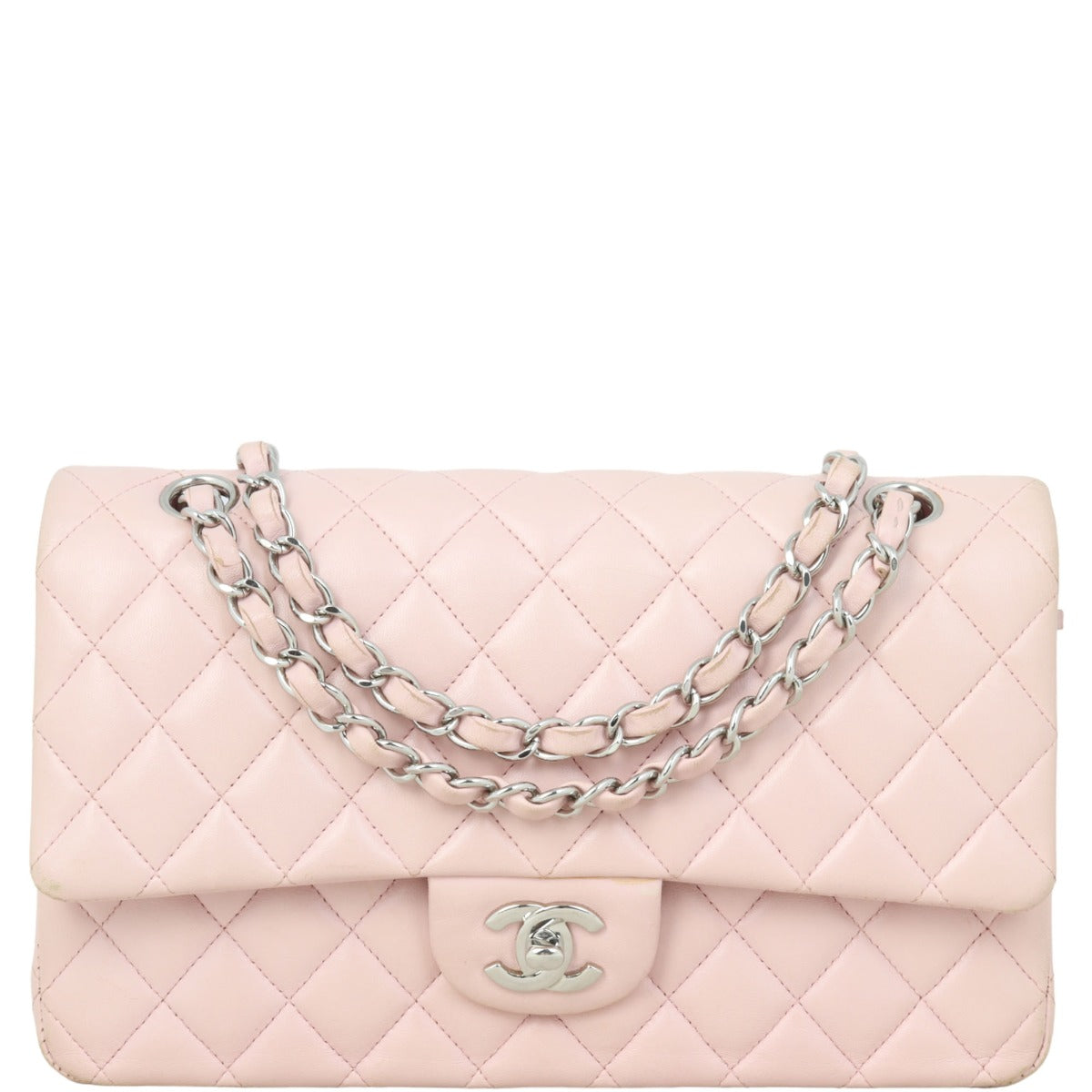 Chanel Classic Double Light Handbag Pink Medium