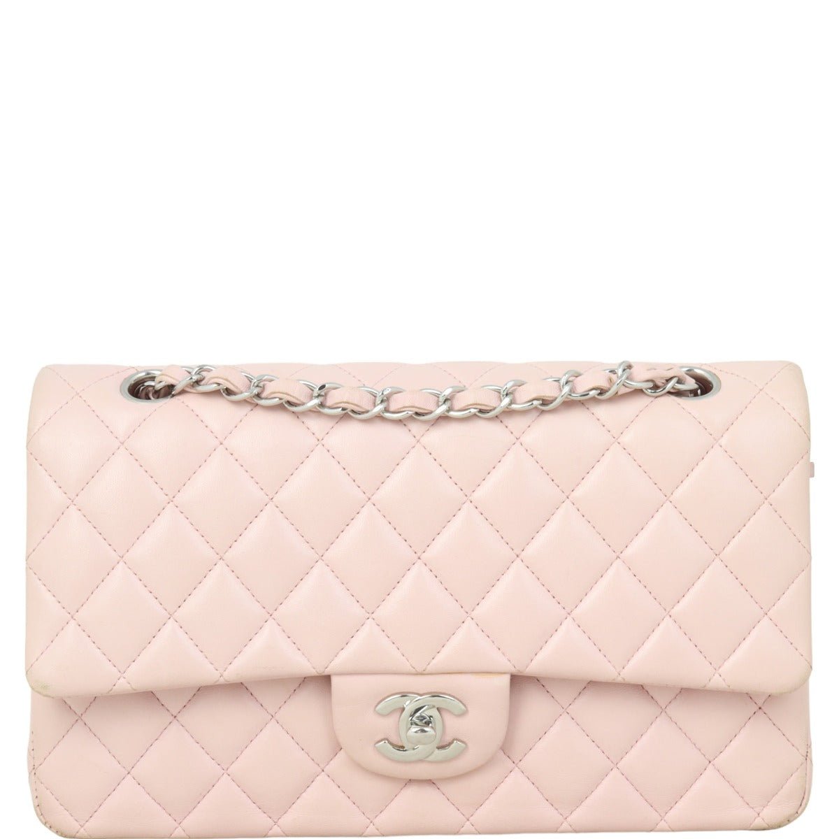 Chanel Classic Double Light Handbag Pink Medium