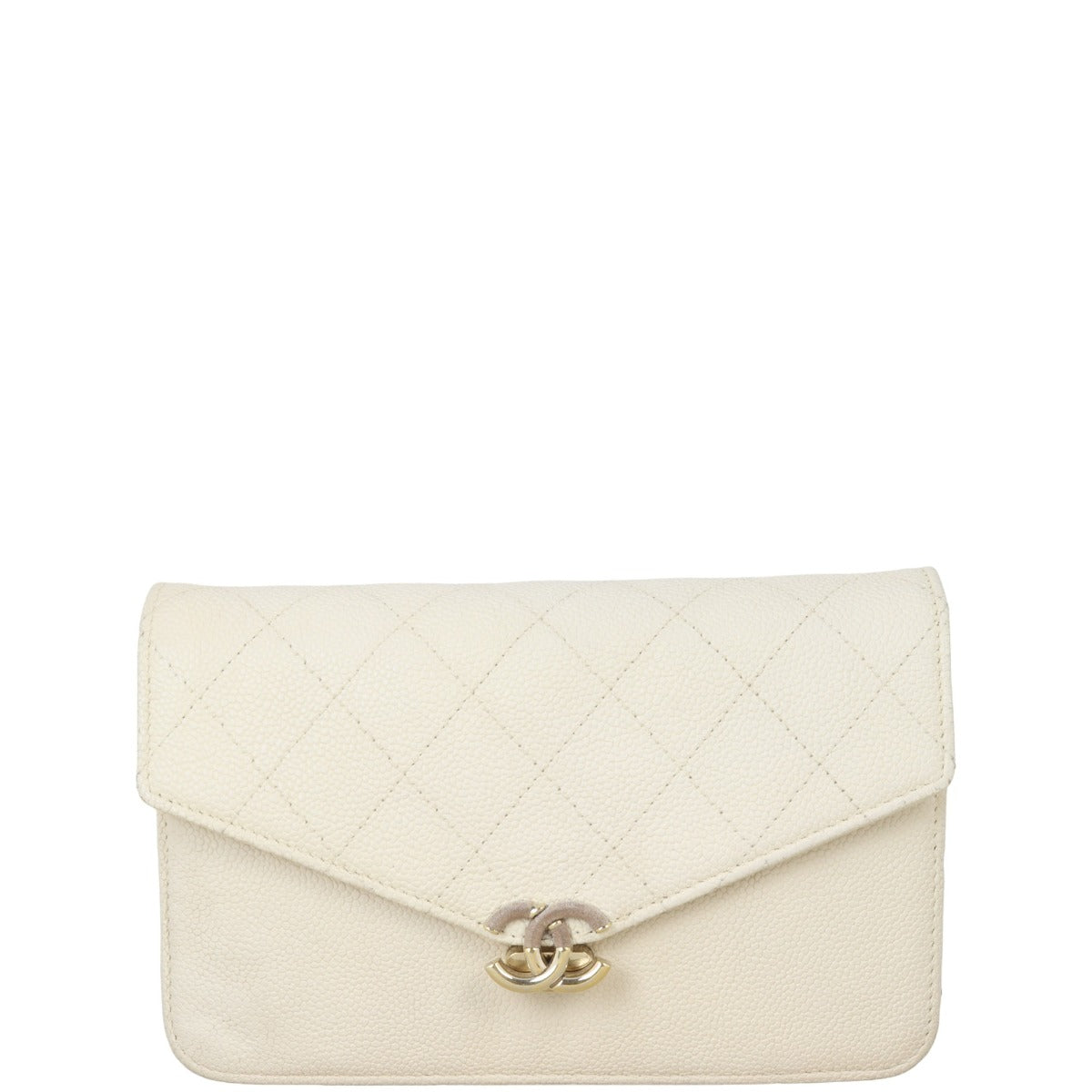 Chanel Thread Around Wallet On Handbag White Chain