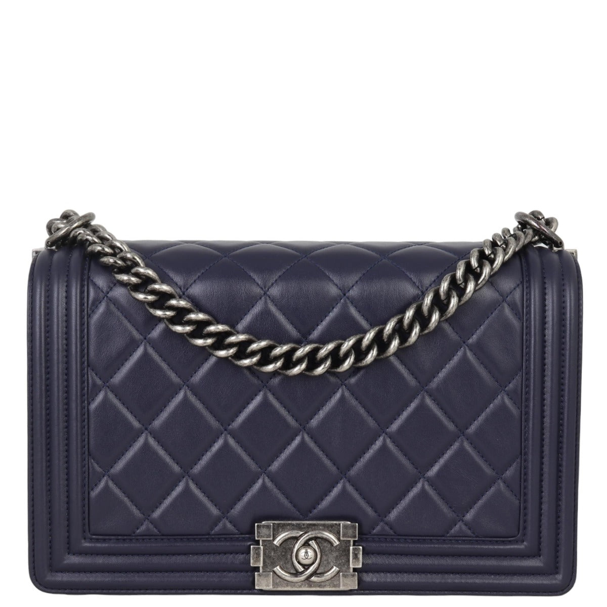 Chanel Boy New Navy Handbag Medium