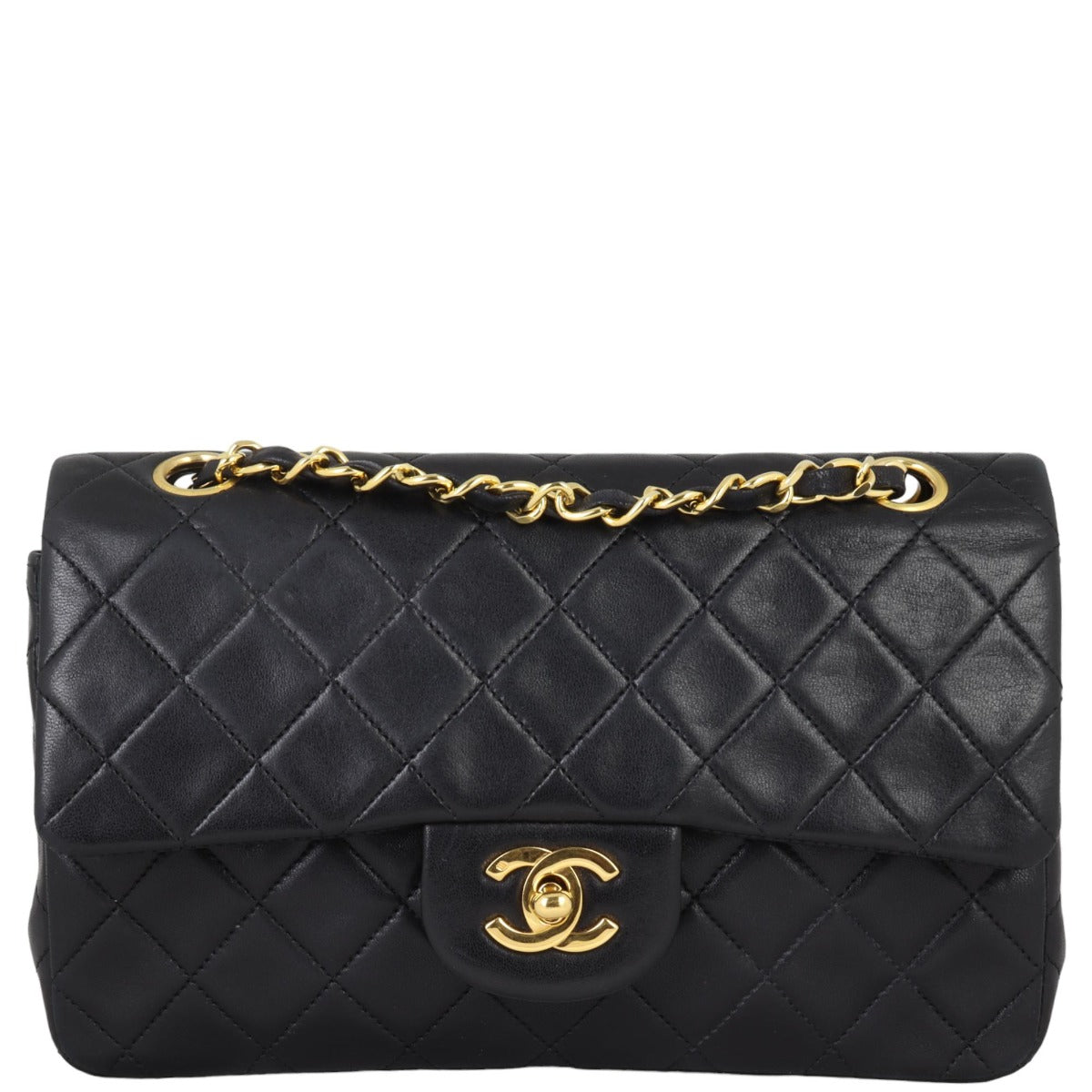 Chanel Classic Double Burgundy Handbag Leather Small