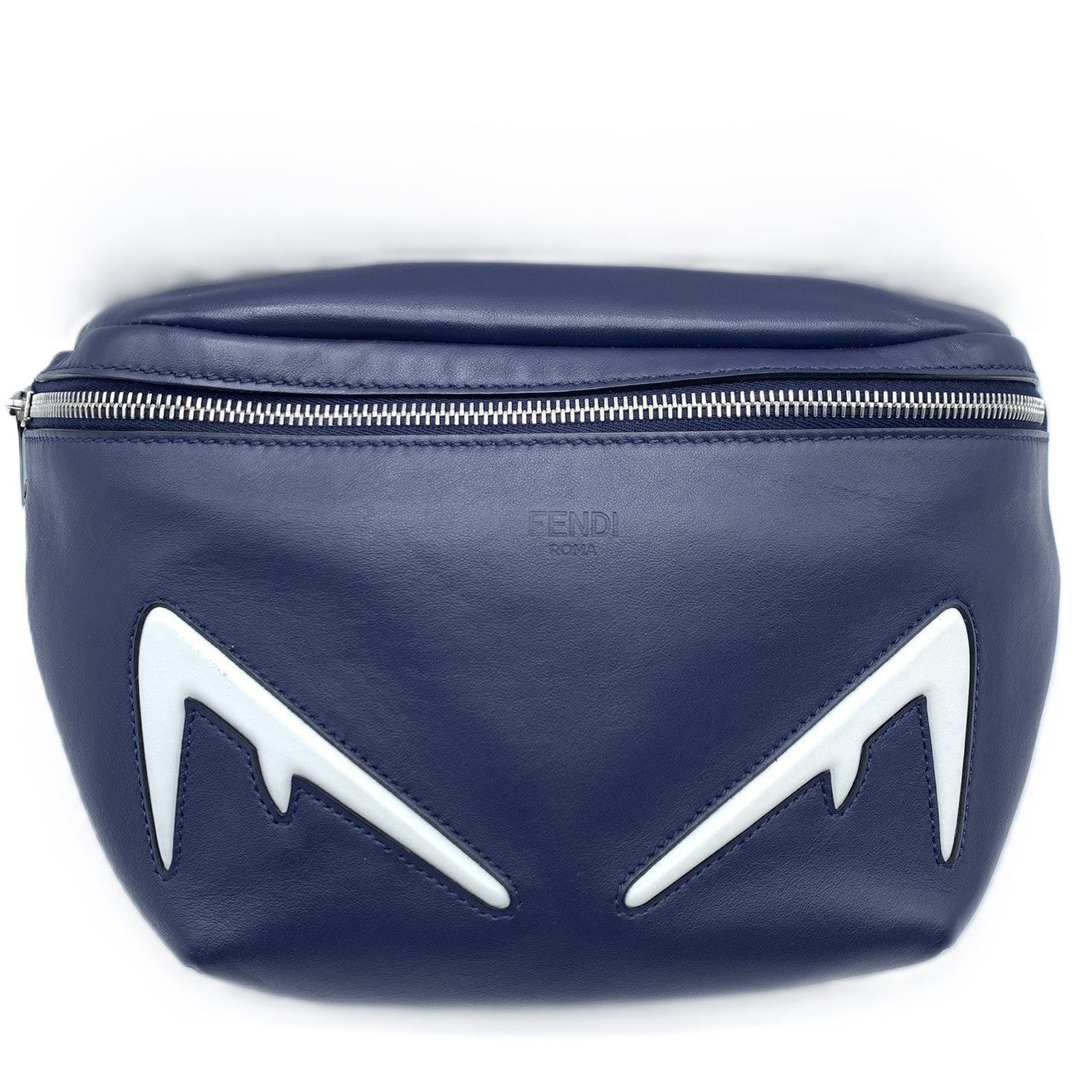 Fendi Bugs Eye Waist Bag Leather Navy Travel Bag