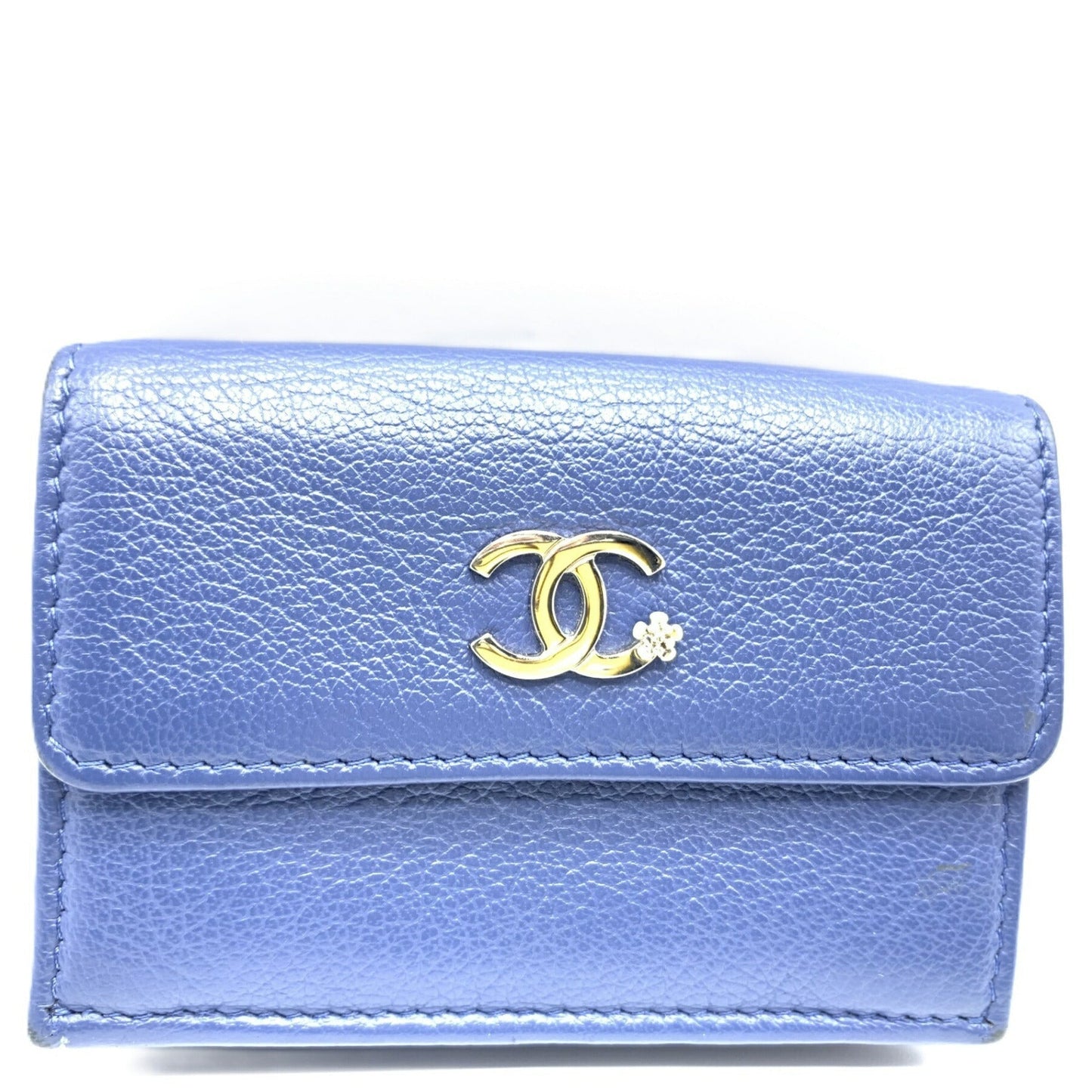 Chanel Leather Lucky Flower Tri-Fold Wallet