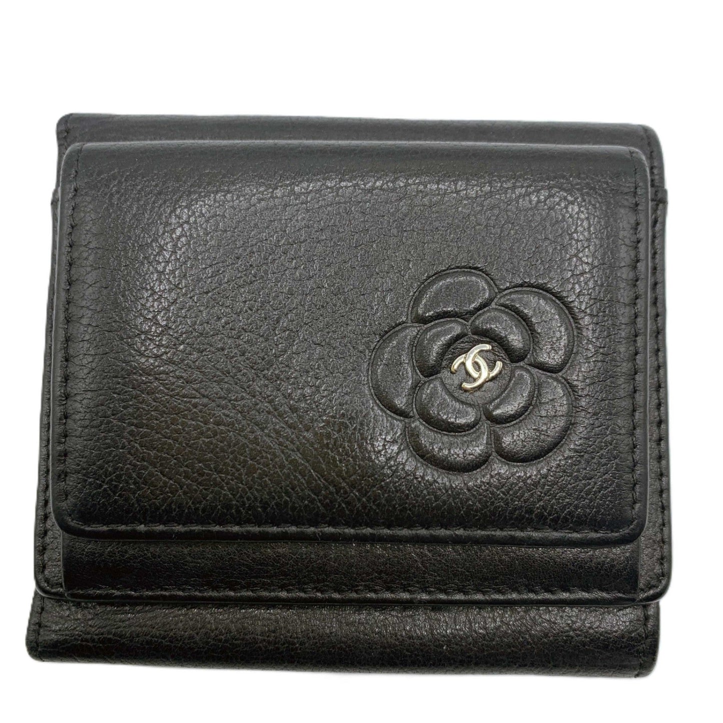 Chanel Camellia Lambskin Compact Wallet