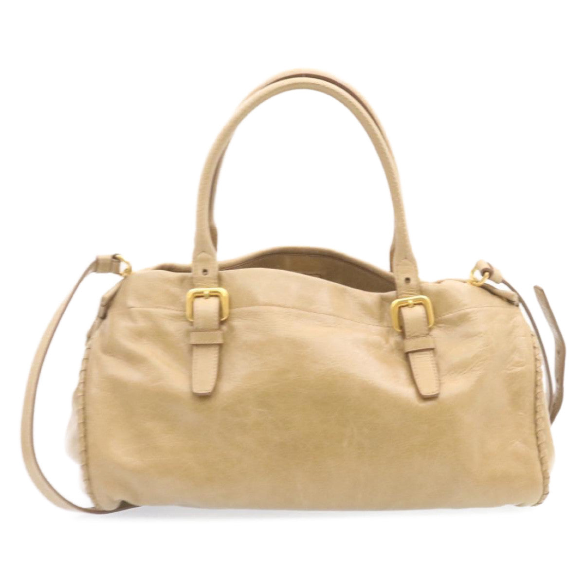 Prada Hand Bag 2Way Leather Beige Travel Bag 2Way Beige Jk135