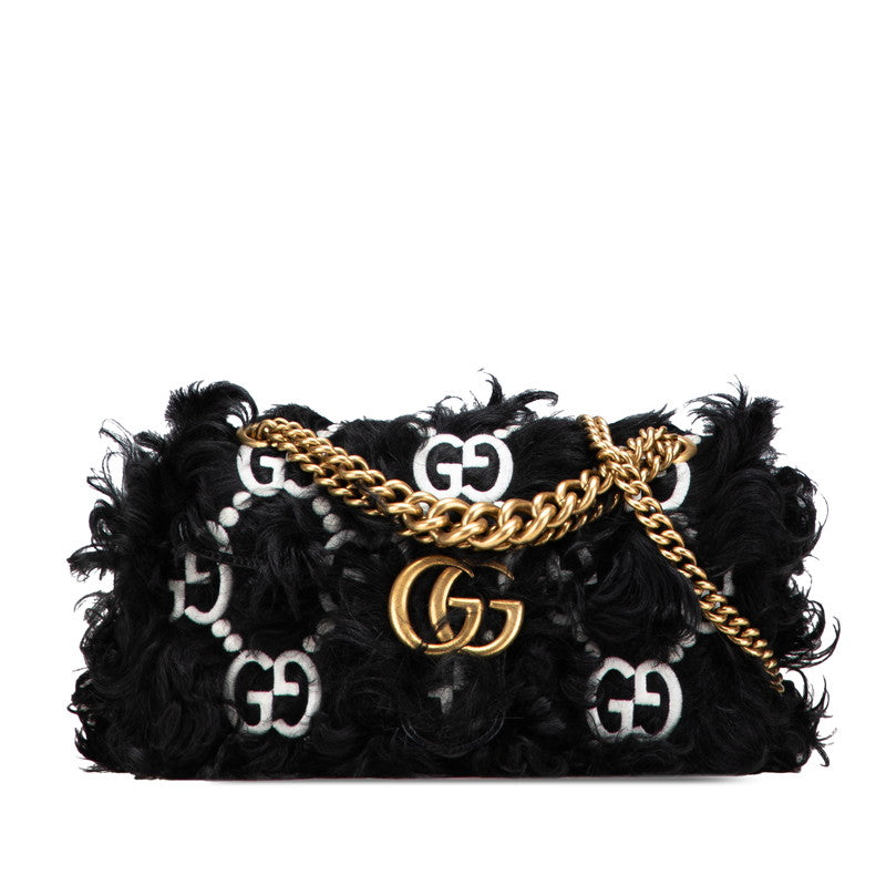 Gucci Marmont Pattern Faux Fur 2Way Shoulder Bag Leather