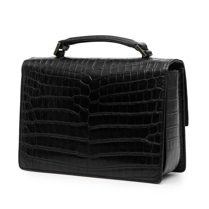 YSL Saint Laurent Belchasse Croco 2Way Bag Leather Embossed Travel Bag