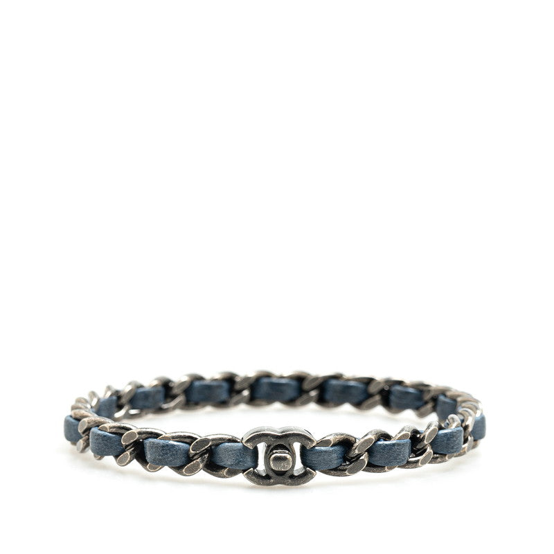 Chanel Metal Leather Coco Mark Turnlock Bracelet B12P