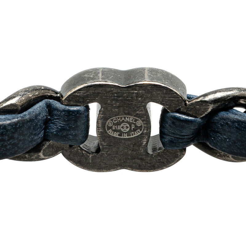 Chanel Metal Leather Coco Mark Turnlock Bracelet B12P