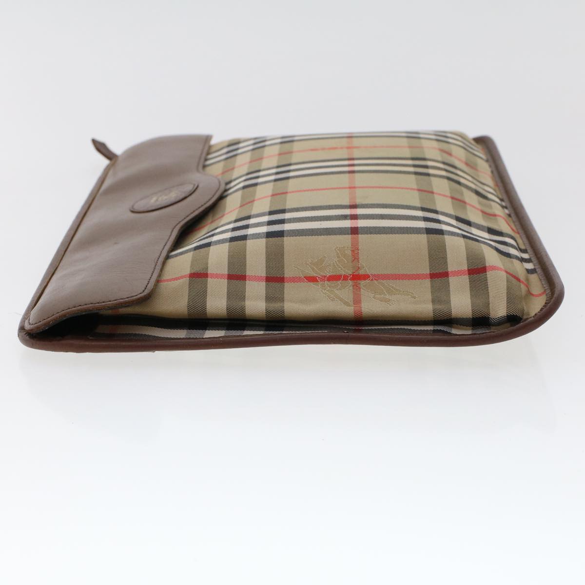 Burberry Luxury ss Nova Check Clutch Bag Auth Ki3144 Leather Nylon Beige