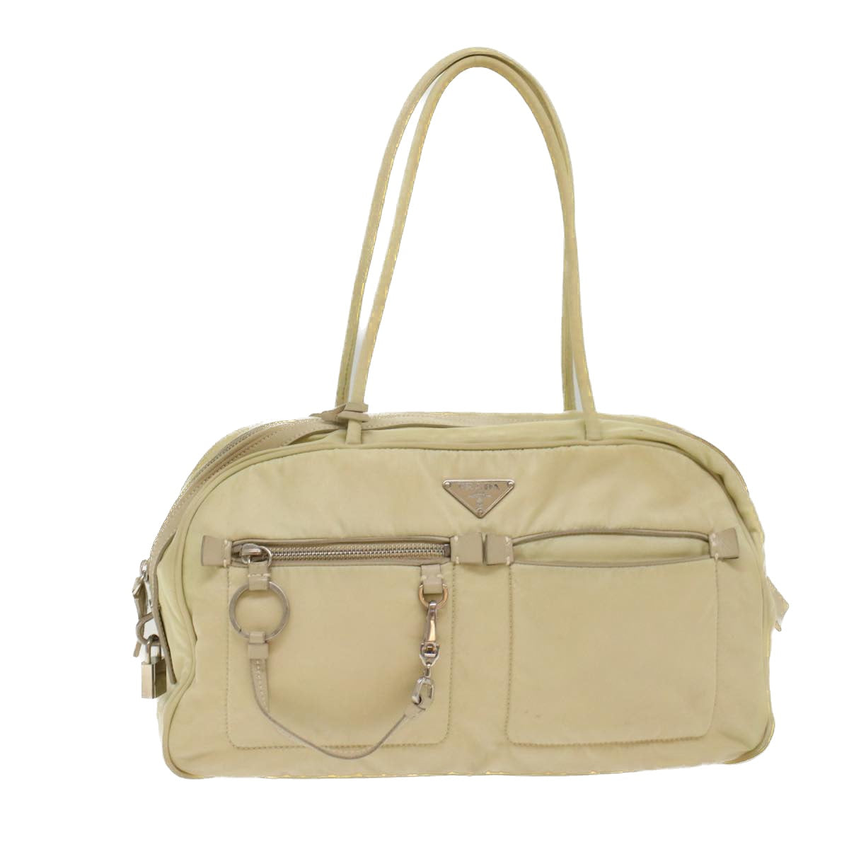 Prada Hand Bag Nylon White Travel Bag