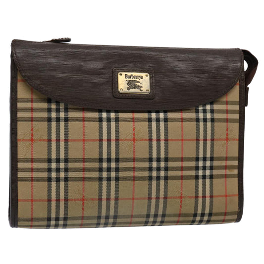 Burberry Luxury ss Nova Check Clutch Bag Auth Ki3865 Canvas Nylon Brown