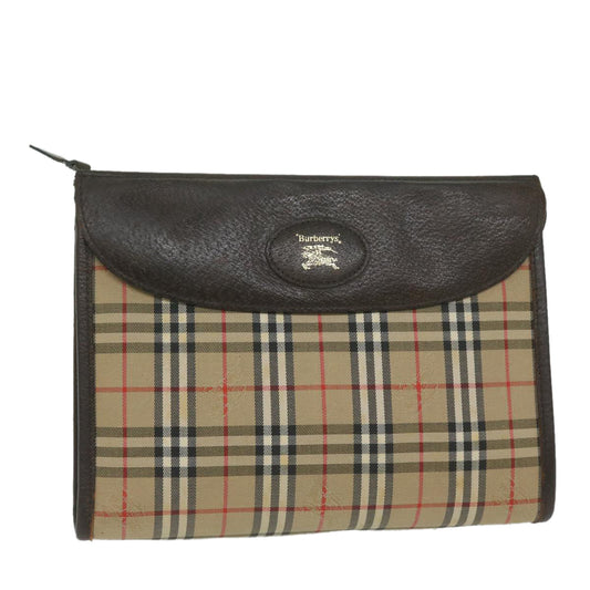 Burberry Luxury ss Nova Check Clutch Bag Auth Ki3989 Canvas Nylon Beige