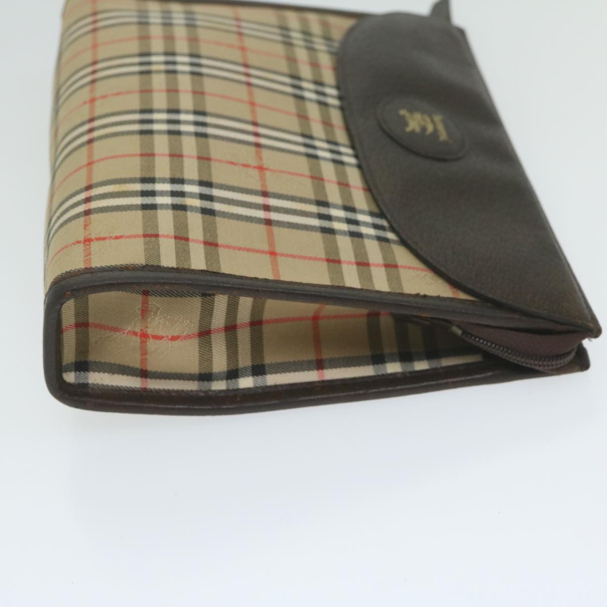 Burberry Luxury ss Nova Check Clutch Bag Auth Ki3989 Canvas Nylon Beige