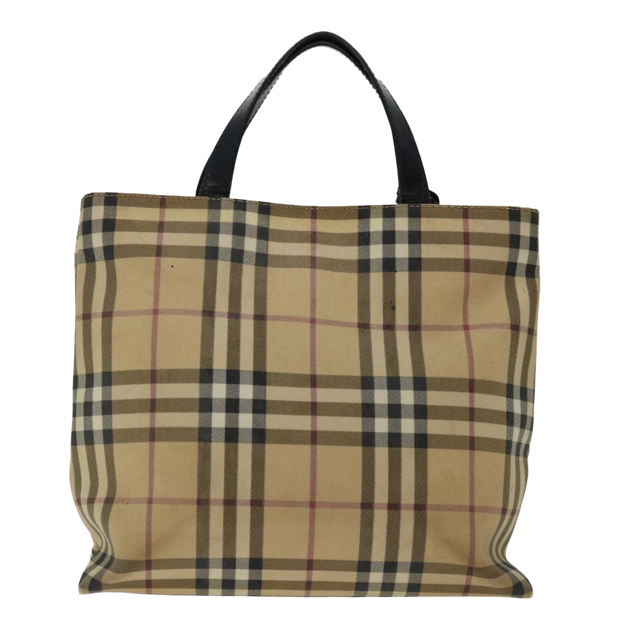 Burberry Luxury Nova Check Hand Bag Pvc Auth Ki4182 Beige Travel Bag