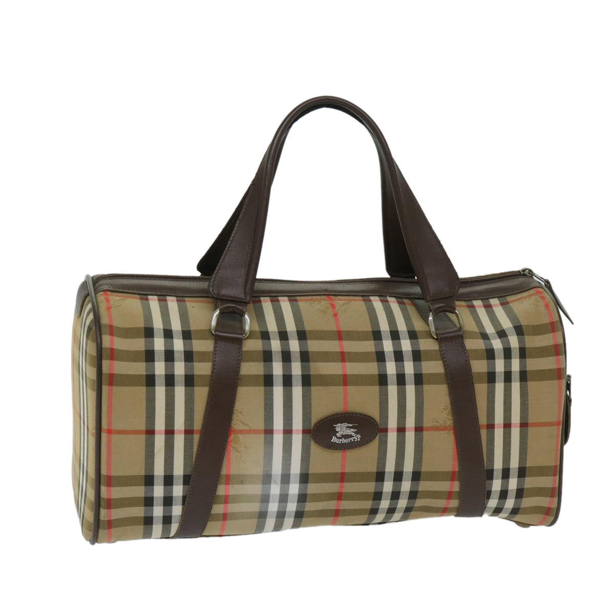 Burberry Luxury ss Nova Check Boston Bag Auth Ki4187 Canvas Beige Travel Bag