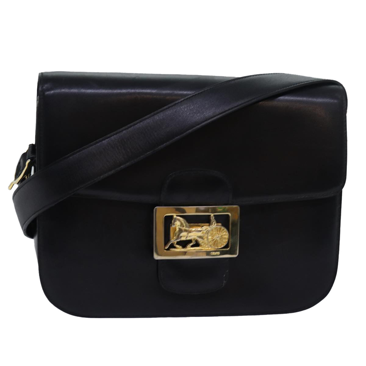 Luxury Horse Carriage Shoulder Bag Ki Leather Black