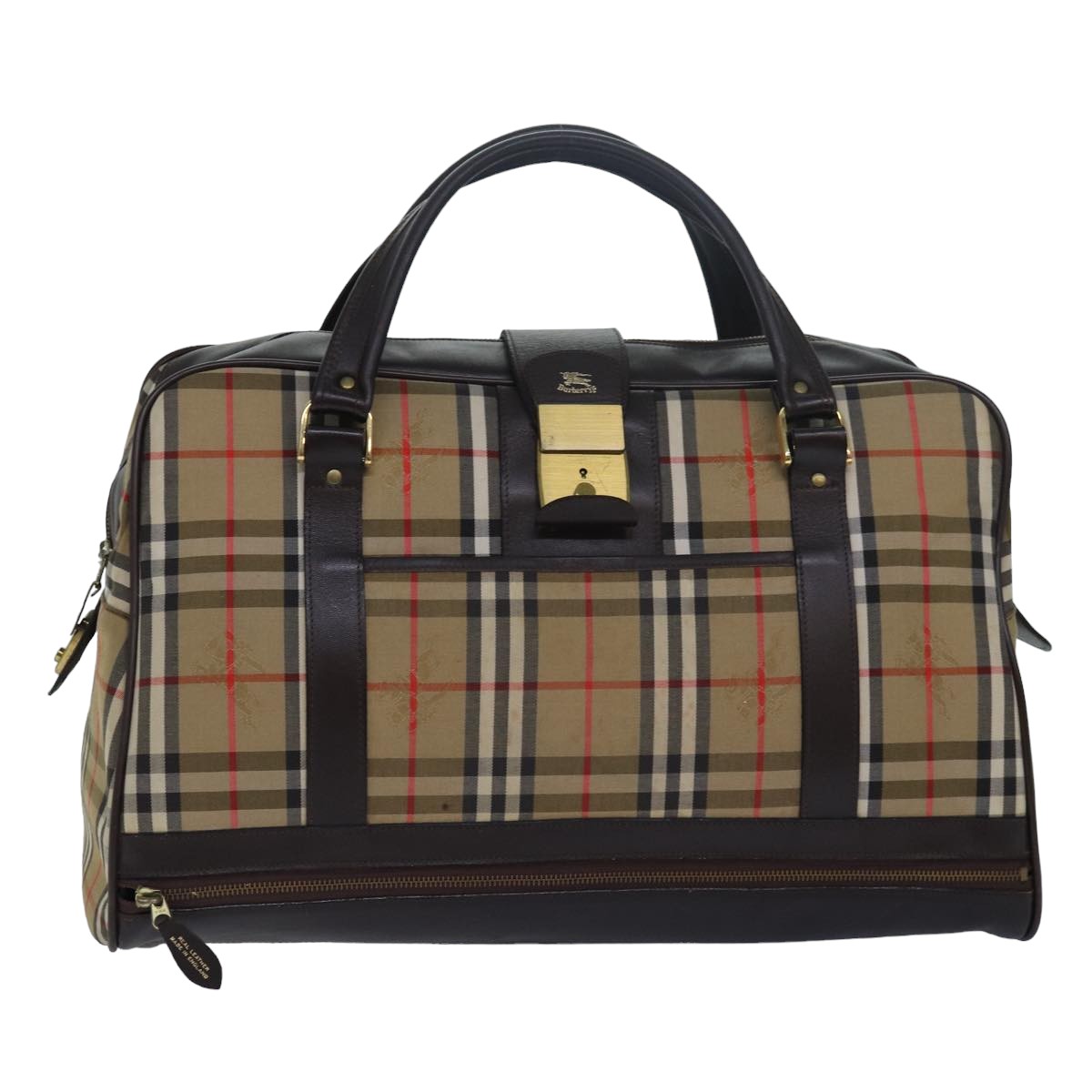 Burberry Luxury ss Nova Check Boston Bag Auth Ki4621 Canvas Brown Beige Travel Bag