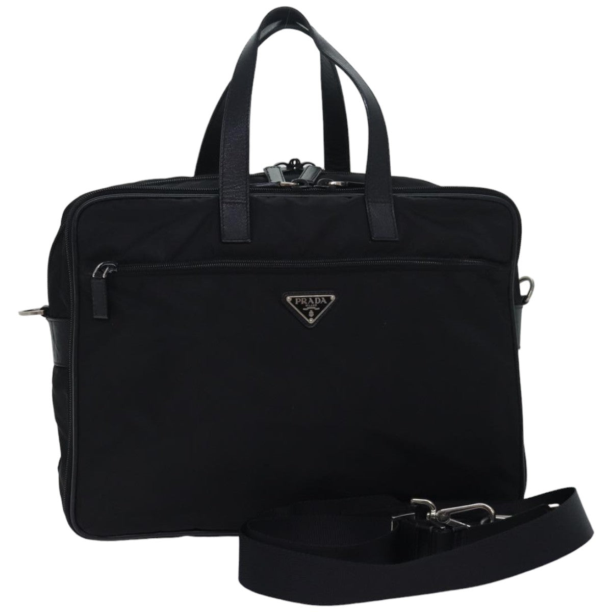 Prada Hand Bag 2Way Auth Nylon Black Travel Bag Black Auth Ki4652
