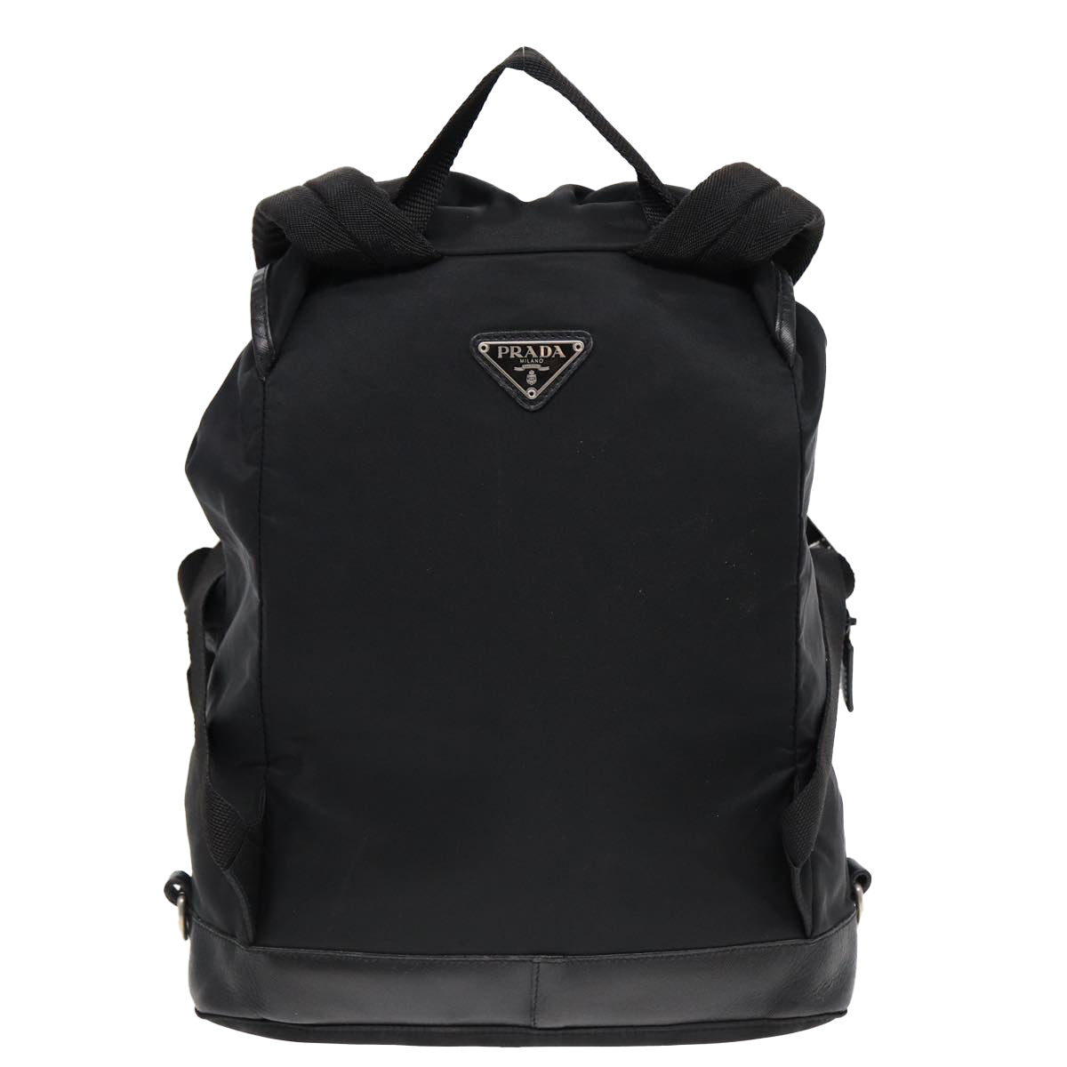Prada Backpack Auth Nylon Black Silver Silver Auth Ki4718