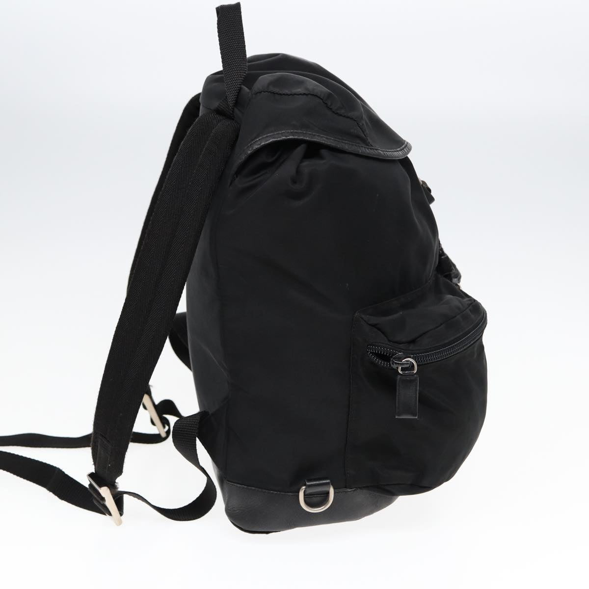 Prada Backpack Auth Nylon Black Silver Silver Auth Ki4718
