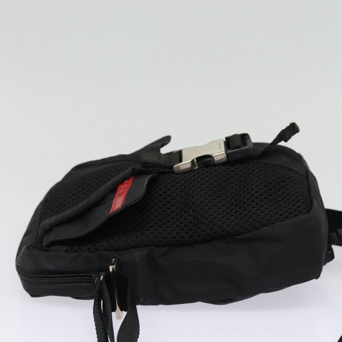 Prada Sports Shoulder Bag Auth Nylon Black Silver Silver Auth Ki4749