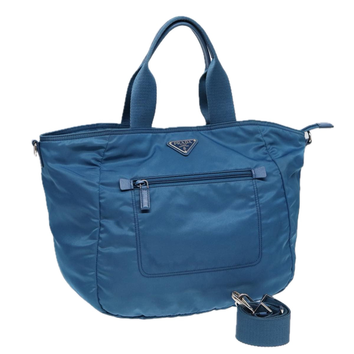 Prada Shoulder Bag 2Way Auth Nylon Blue Silver