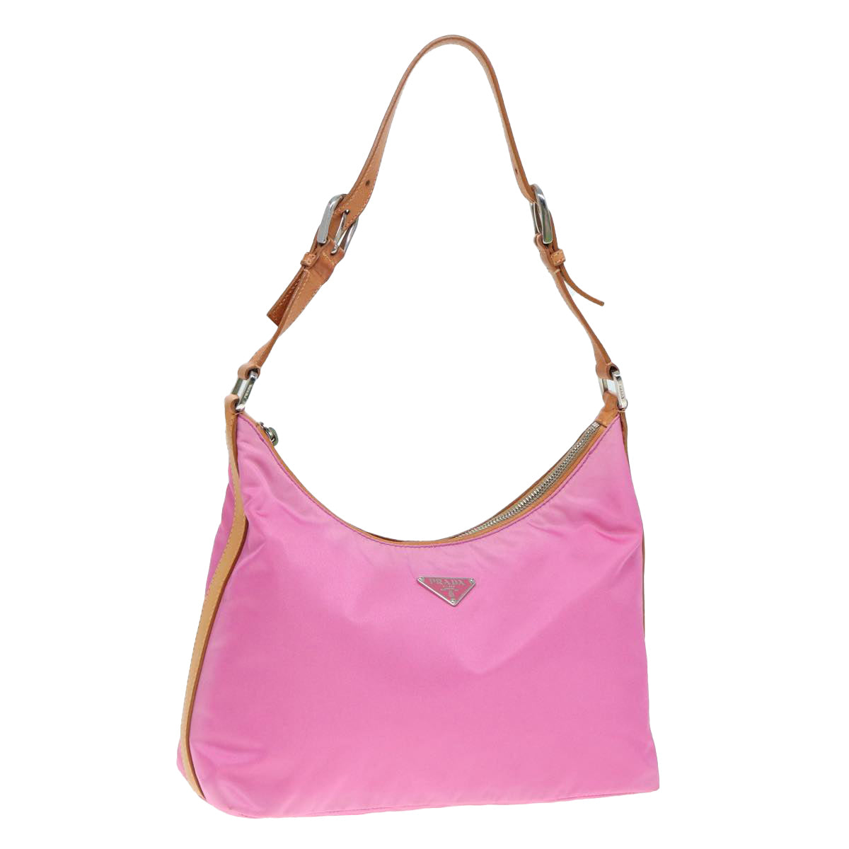 Prada Shoulder Bag Auth Nylon Pink Silver