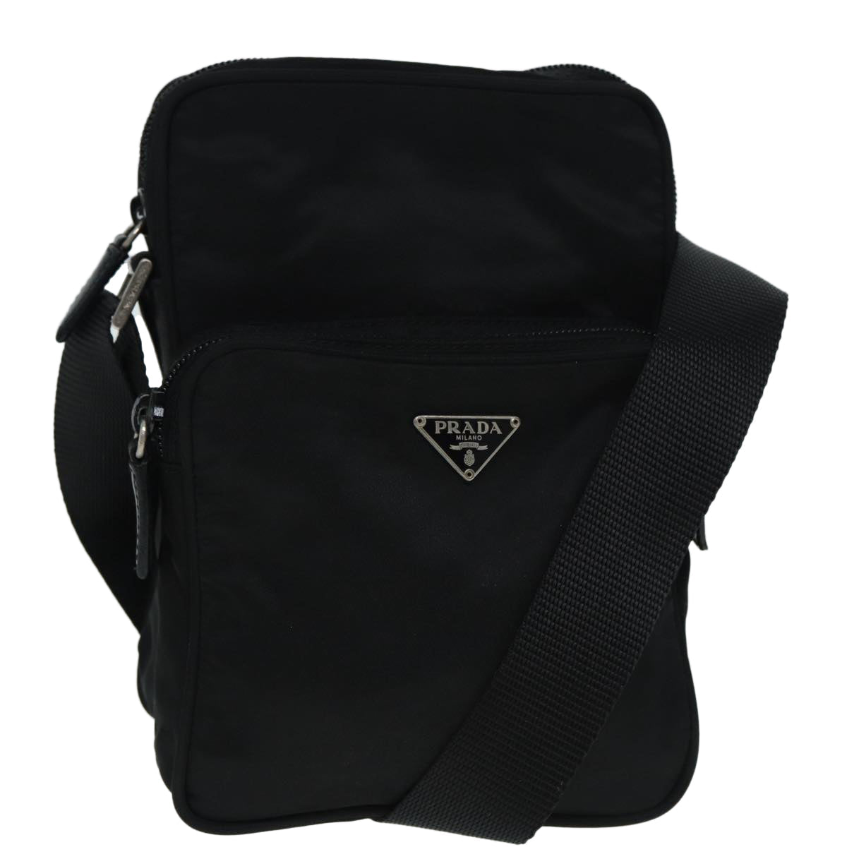 Prada Shoulder Bag Auth Nylon Black Black Auth Ki4915