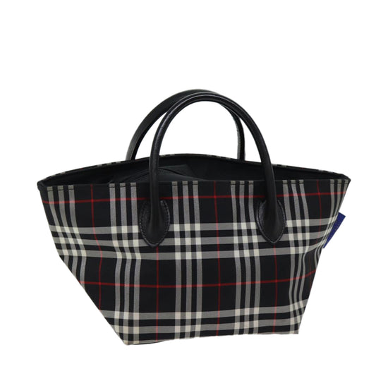 Burberry Luxury ss Nova Check Label Hand Bag Auth Nylon Black Blue Travel Bag Black Auth Kk207